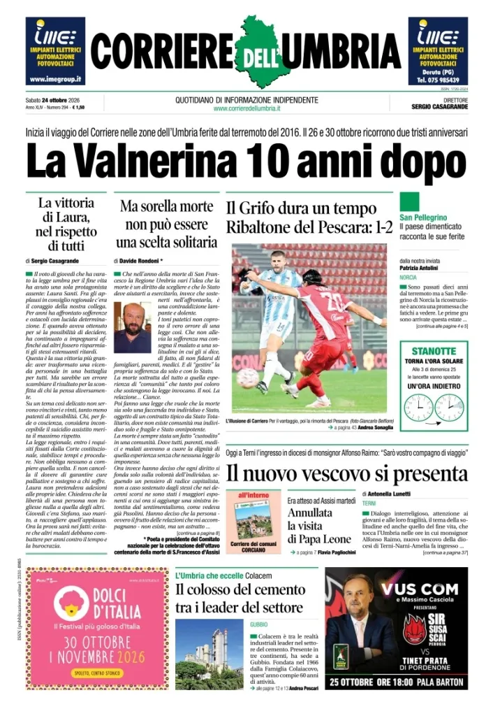 Prima-pagina-corriere umbria-del-2026-10-24